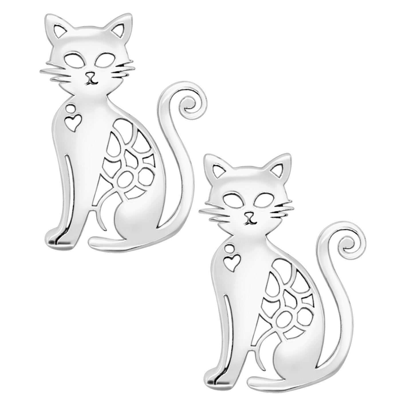 Elegant Filigree Heart Cat Earring