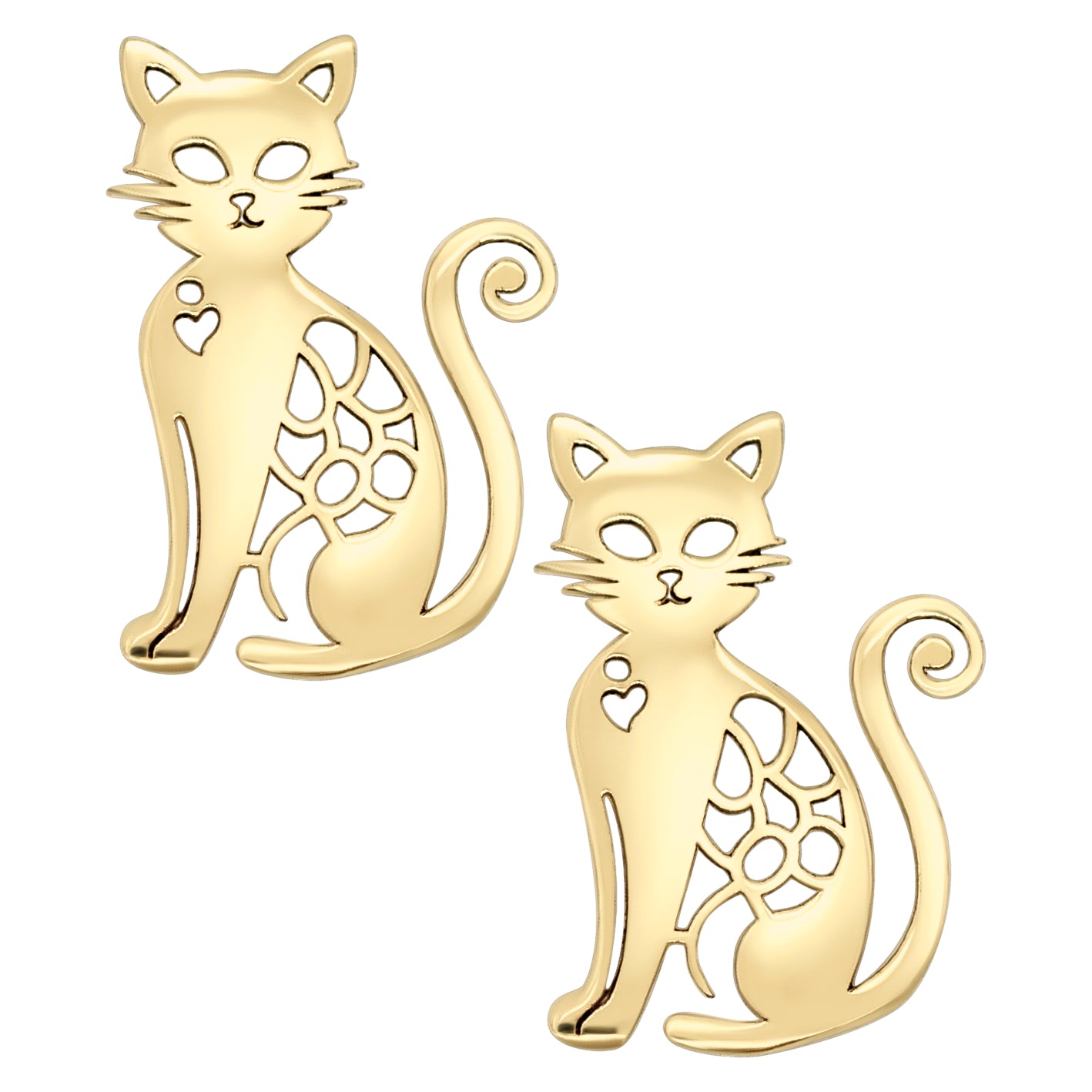 Elegant Filigree Heart Cat Earring
